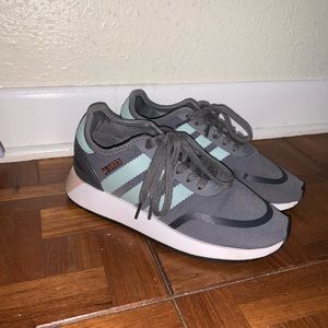 Grey blue and light pink Adidas sneakers